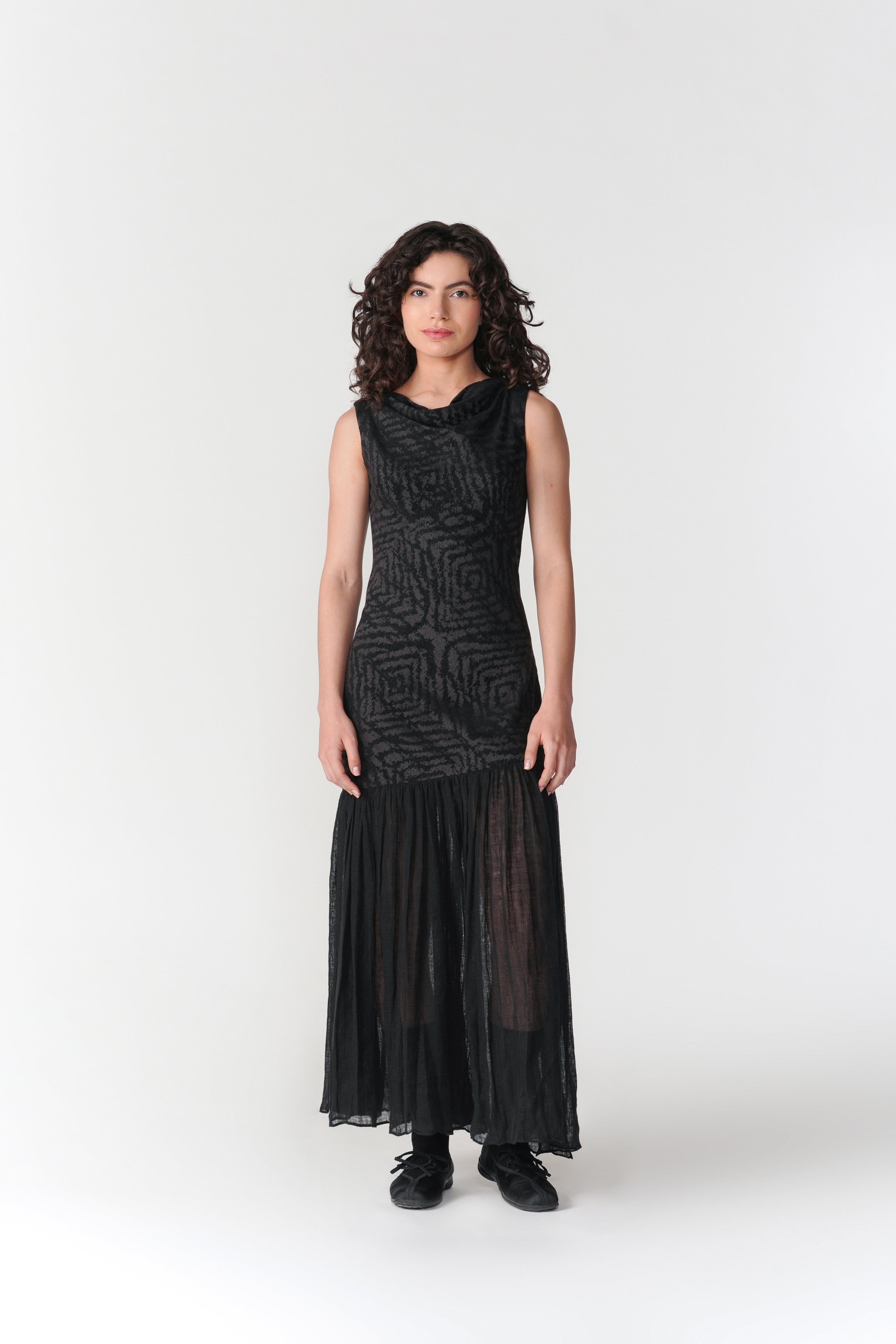 Cowl Neck Bias Dress