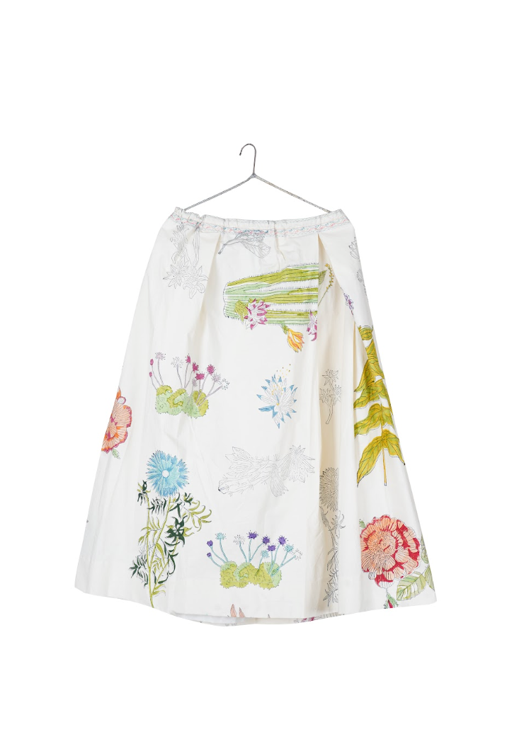 White Multi Block Print Skirt